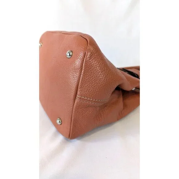 Tignanello Perfect 10 pebbled leather satchel top handle purse orange terracotta - Picture 7 of 14